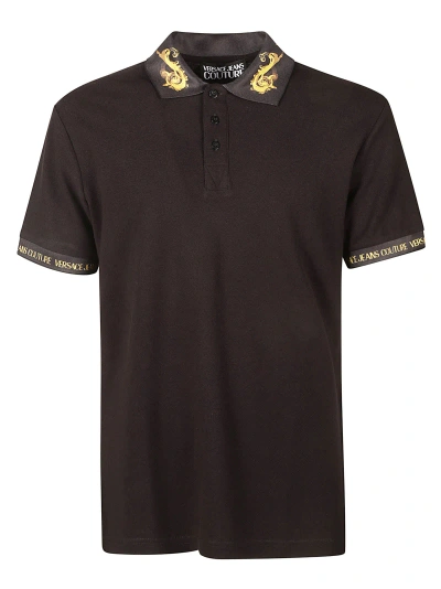 Versace Jeans Couture Logo Trimmed Regular Polo Shirt In Black
