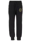Versace Jeans Couture Trousers With Embroidered Logo And Comfortable Fit In Black
