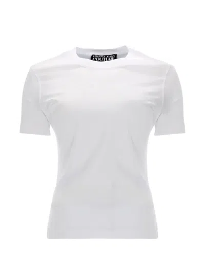 Versace Jeans Couture Logo Crew Neck Short Sleeve Top In White