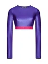 Versace Jeans Couture Logo-underband Cropped Top In Pink & Purple