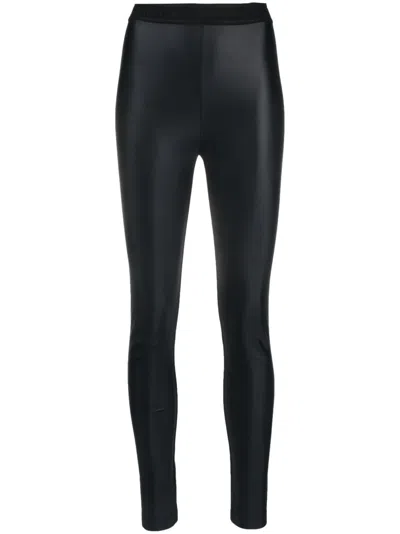 Versace Jeans Couture Logo-waistband High-waisted Leggings In Black