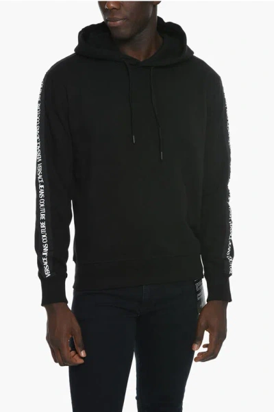 Versace Jeans Couture Logoed Band Hoodie In Black