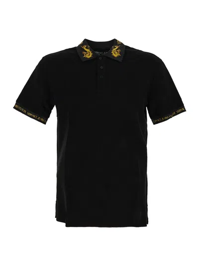 Versace Jeans Couture Logoed Polo In Black