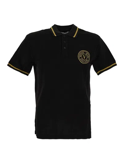 Versace Jeans Couture Logoed Polo In Black