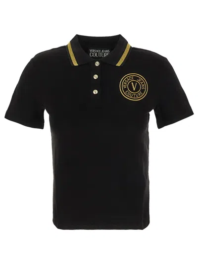 Versace Jeans Couture Logoed Polo In Black