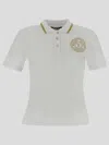 Versace Jeans Couture Woman Polo Shirt White Size S Cotton, Polyester, Elastane, Metallic Fiber In White
