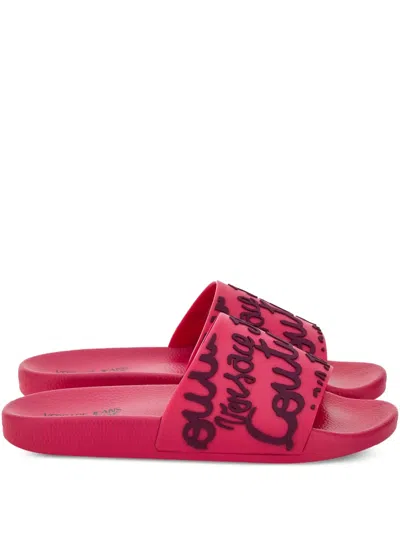 Versace Jeans Couture Logo-embellished Slides In Red