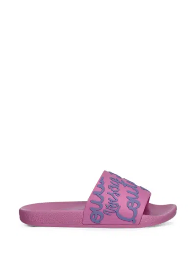 Versace Jeans Couture Logo-embossed Slides In Pink