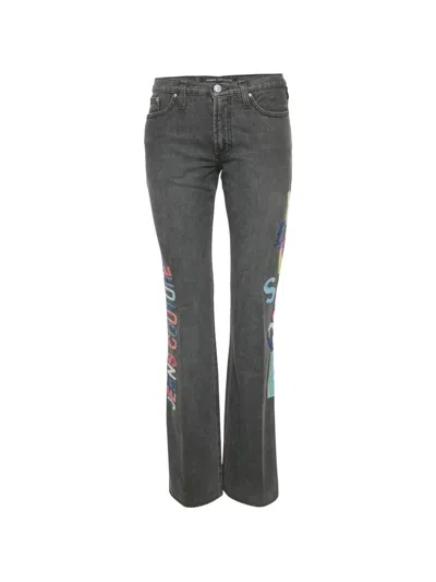Pre-owned Versace Jeans Couture Logo-embroidered Jeans In Gray