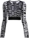 Versace Jeans Couture Long-sleeve Stretch Logo Top In Black