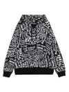 Versace Jeans Couture Logomania Regular Fit Print Hoodie In Black