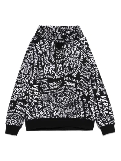 VERSACE JEANS COUTURE LOGOMANIA-PRINTED HOODIE