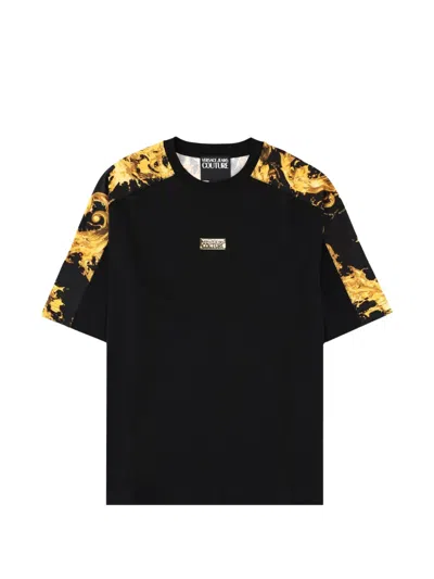 Versace Jeans Couture Logo-plaque Baroque-print T-shirt In Black
