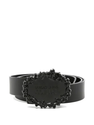 Versace Jeans Couture Logo-plaque Belt In Black