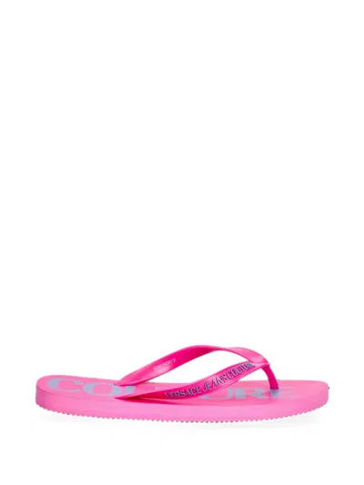 Versace Jeans Couture Logo-print Flip-flops In Pink