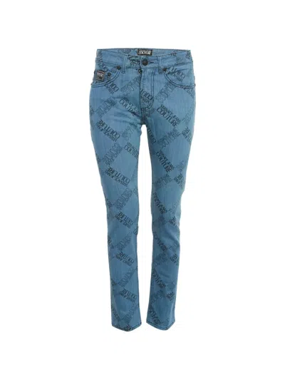 Pre-owned Versace Jeans Couture Logo-print Skinny Jeans In Blue