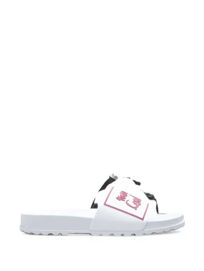 Versace Jeans Couture Logo-print Slides In White