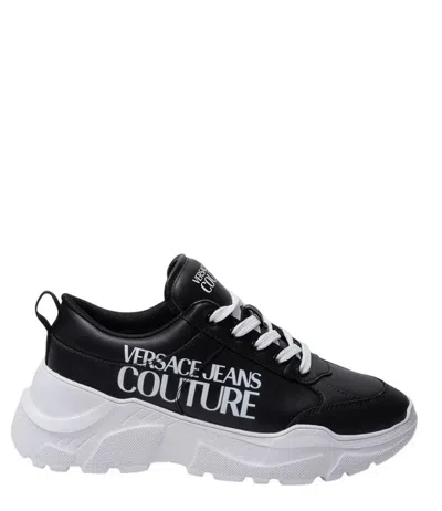 Versace Jeans Couture Logo-printed Chunky Lace-up Sneakers In Black