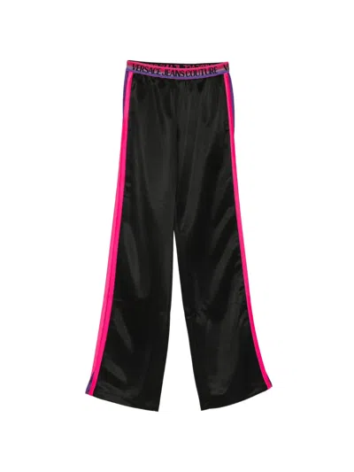 Versace Jeans Couture Logo-waistband Side-striped Track Pants In Black
