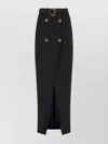 Versace Jeans Couture Long Skirt With Belted Waist And Double-breasted Buttons In Black