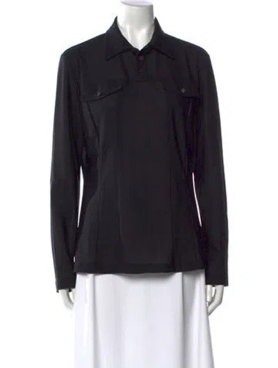 Pre-owned Versace Jeans Couture Long Sleeve Button-up Top In Black