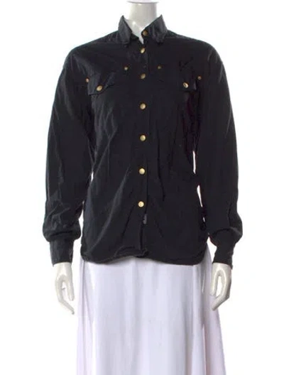 Pre-owned Versace Jeans Couture Long Sleeve Button-up Top In Black