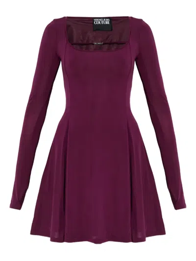 Versace Jeans Couture Long-sleeve Cut-out Mini Dress In Purple