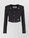 Versace Jeans Couture Long Sleeve Denim Jacket Featuring Pockets In Black