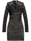 Versace Jeans Couture Long-sleeve Lace-panel Dress In Black