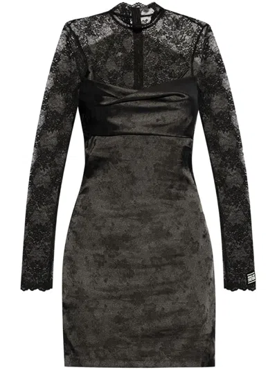 VERSACE JEANS COUTURE LONG-SLEEVE LACE-PANEL DRESS