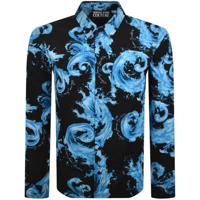 Versace Jeans Couture Long Sleeve Shirt Black In Blue