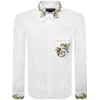 Versace Jeans Cotton Shirt Slim Fit Baroque Pattern In White