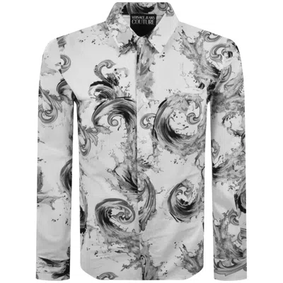 Versace Jeans Couture Long Sleeve Shirt White In Multi