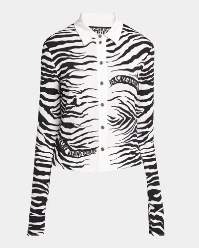 Versace Jeans Couture Long-sleeve Zebra Top In Multicolor