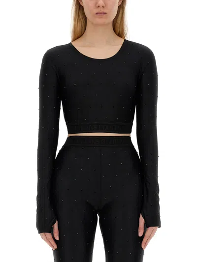 VERSACE JEANS COUTURE LONG-SLEEVED CROPPED TOP