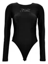 Versace Jeans Couture Embroidered Long-sleeve Bodysuit In Black