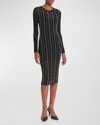Versace Jeans Couture Long-sleeves Embellished Mesh Midi Dress In Black