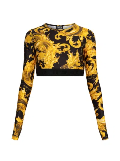 Versace Jeans Couture Long-sleeves Pattern Top In Yellow