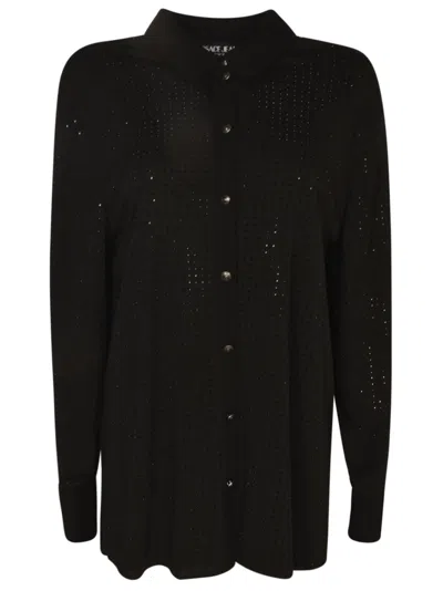 Versace Jeans Couture Loose-fit Perforated Shirt In Black