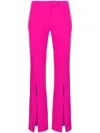 Versace Jeans Couture Mid-rise Flared Slit-hem Pants In Purple