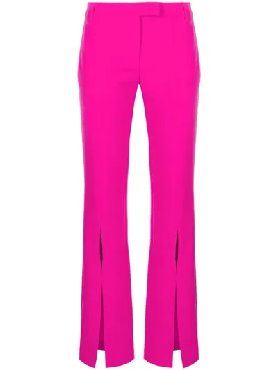 Versace Jeans Couture Mid-rise Flared Slit-hem Pants In Fuschia
