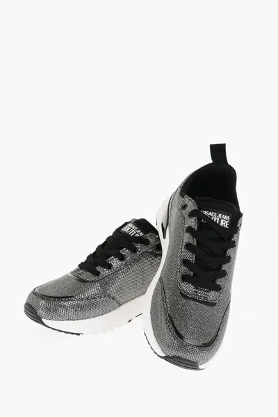 Versace Jeans Couture Lurex Dynamic Low Top Sneakers In Silver