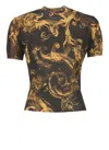 Versace Jeans Couture Barocco-print Glitter Knitted Top In Black