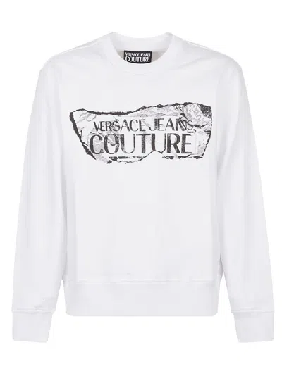 Versace Jeans Couture Magazine Logo Sweatshirt In White