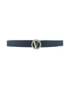 Versace Jeans Couture Man Belt Navy Size 39.5 Calfskin In Blue