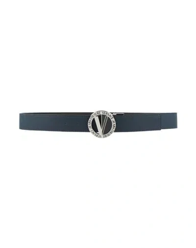 Versace Jeans Couture Man Belt Navy Size 39.5 Calfskin In Blue