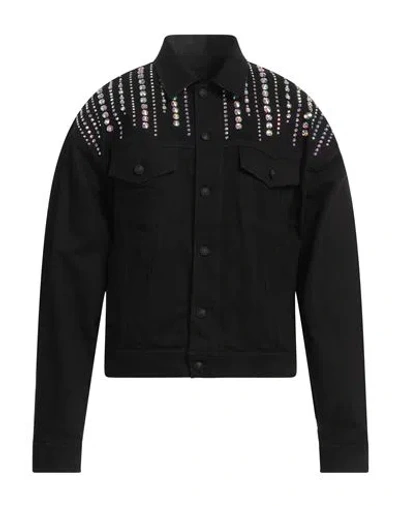 Versace Jeans Couture Man Denim Outerwear Black Size 38 Cotton, Elastane