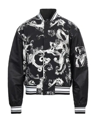 VERSACE JEANS COUTURE VERSACE JEANS COUTURE MAN DENIM OUTERWEAR BLACK SIZE 46 COTTON, ELASTANE, POLYAMIDE, POLYESTER
