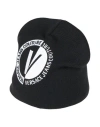 Versace Jeans Couture Black Embroidered Beanie In Black