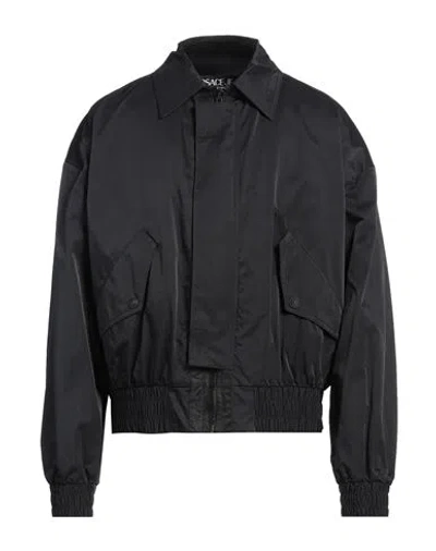 VERSACE JEANS COUTURE VERSACE JEANS COUTURE MAN JACKET BLACK SIZE 42 COTTON, POLYAMIDE